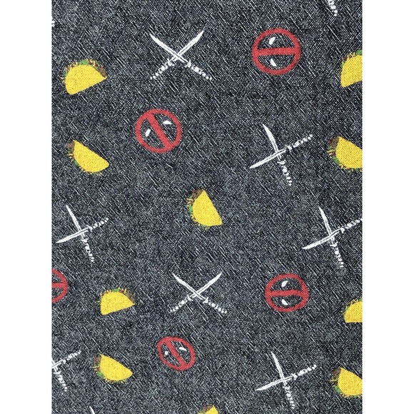 Marvel Deadpool Shirt Mens Large Gray Short Sleeve Button Up Tacos Swords Comic - Picture 5 of 10